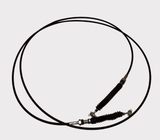 Shift Cable Base for Can-Am Defender series; black cable with ribbed rubber boots and metal end fittings