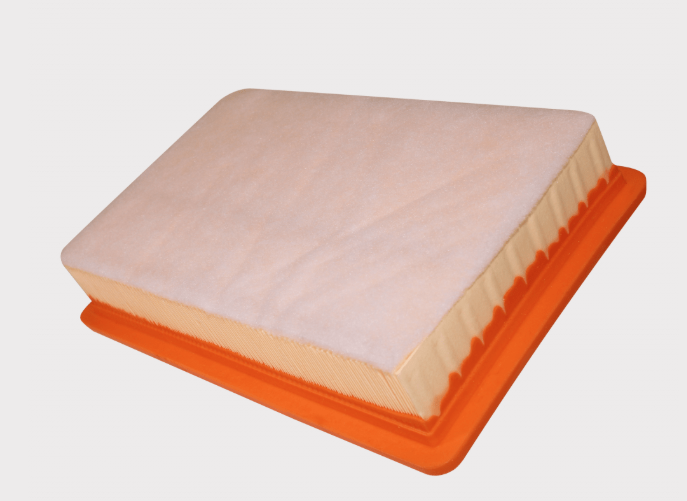 Air filter for Segway 570 AT6 Snarler with white pleated filter and orange frame
