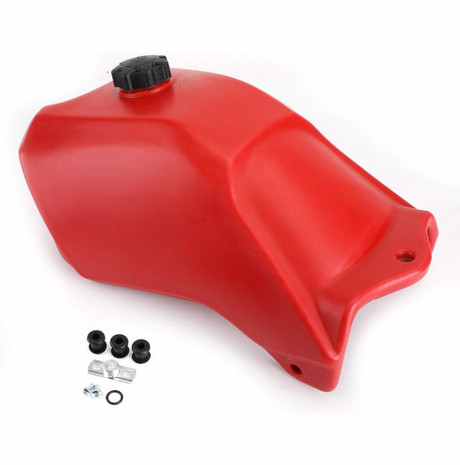 Fuel tank Honda TRX300 FourTrax 1988–1992, red high-density plastic with mounting hardware by ATV City