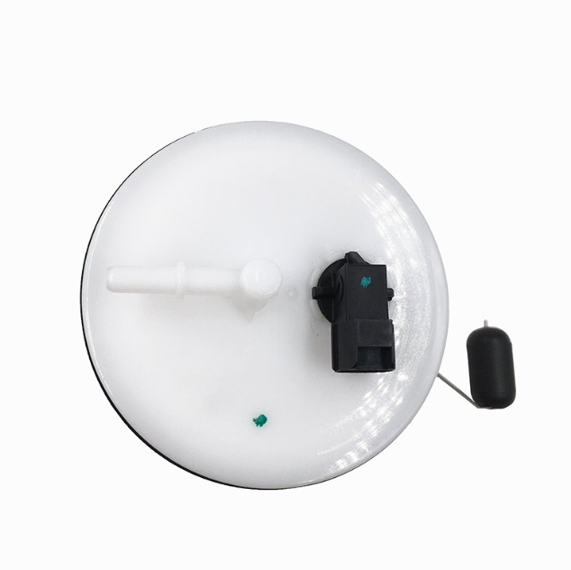 Fuel pump assembly for Suzuki King Quad; white circular unit with black connector and float