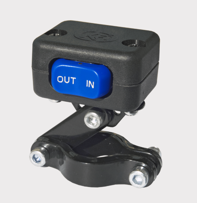 KFI ATV winch 2000lb with steel cable, no hand remote, blue IN/OUT switch, compact waterproof 4-bolt mount