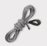 KFI synthetic winch rope coil, gray braided cable with black loop strap