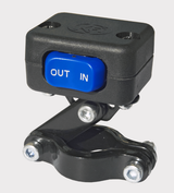 KFI AS-35 Assault winch mounted on black bracket with blue IN/OUT switch