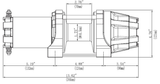KFI AM-35 Assault Series 3500lb steel cable winch with 12V switch and corded remote — line drawing.