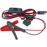 Fimco LG-15-EC 12V high-flow sprayer pump wiring harness with battery clamps and on/off switch