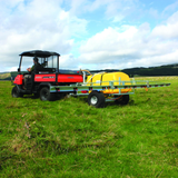 C-Dax Spray-On 500 Flat Deck Sprayer on red ATV, yellow 500L tank with long boom