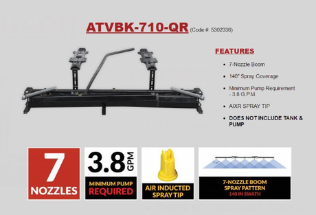 Fimco Sprayer Boom Kit ATVBK-710-QR, 7-nozzle, 140-inch swath for tractors