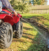 FIMCO Low Flow Hand Lance, 20in aluminium wand with adjustable fan-to-cone spray; trigger lock, used on red tractor.
