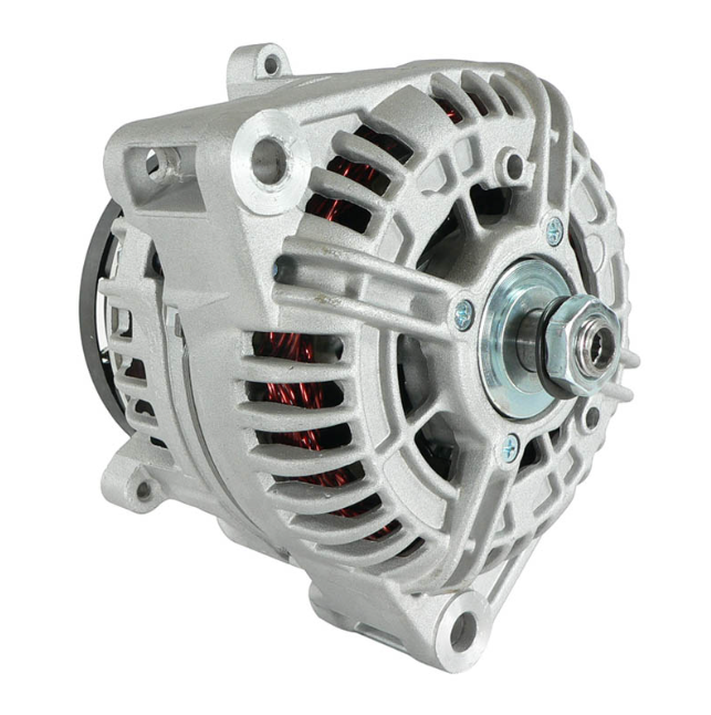 Alternator for John Deere agricultural applications, 12V 150A, metallic silver, by DGT Agri.