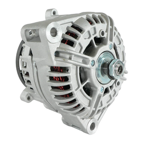 Alternator for John Deere agricultural applications, 12V 150A, metallic silver, by DGT Agri.