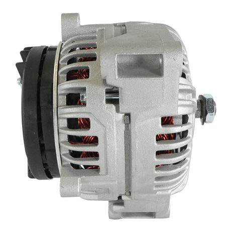 Alternator 12V 150A for John Deere agricultural applications; silver aluminum housing with black pulley