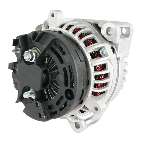 Alternator, DGT Agri, 12V 150A, silver body with black front mount and copper windings visible