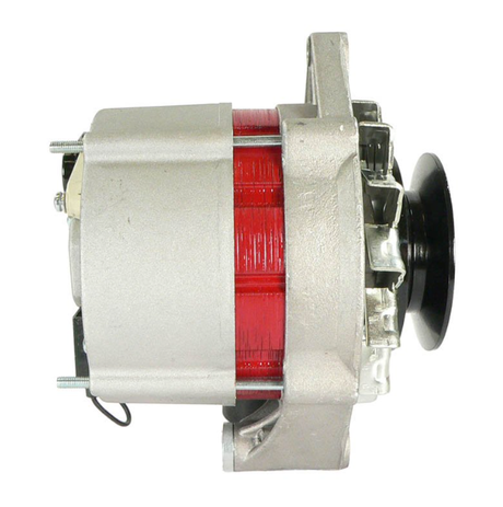 Alternator with visible red windings and silver housing, for John Deere 1040/1120 tractors, 12V 55A, 1970–1984.
