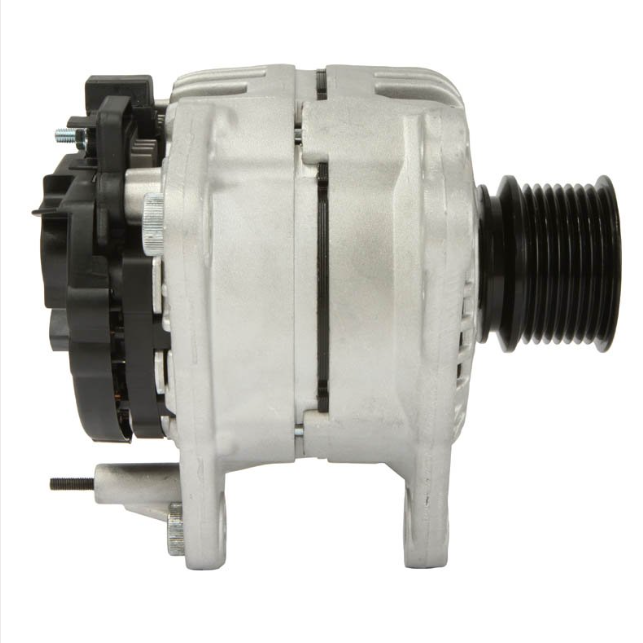 Alternator for John Deere 650J Dozer, 12V 90A, silver aluminum body with black pulley