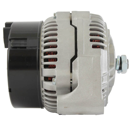 Alternator, ATV City 12V 90A, silver aluminum housing with black pulley
