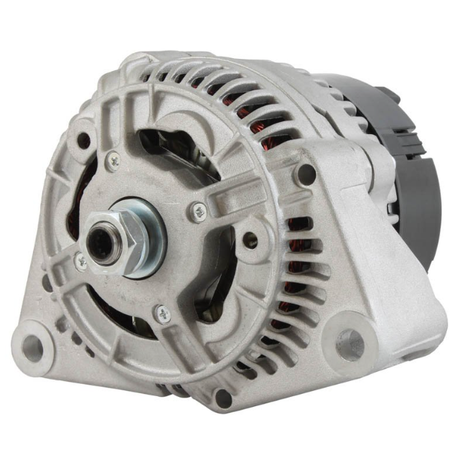 Alternator with aluminum housing, 12V 90A automotive electrical component.