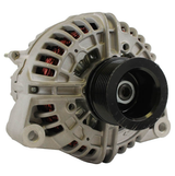 Alternator for John Deere 670G motor grader, 24V 130A, aluminum housing with black pulley