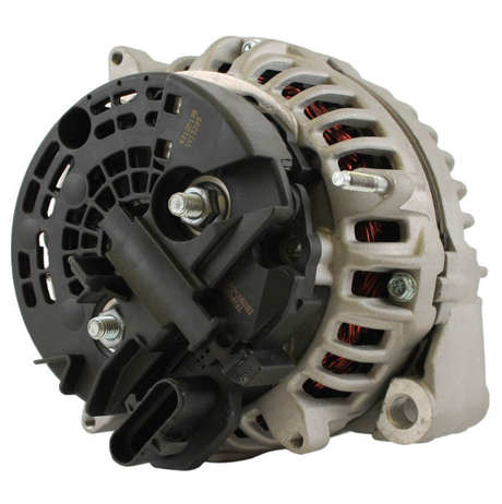 Alternator ATV City; silver aluminum housing with black plastic end, 24V 130A for John Deere 670G