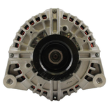Alternator ATV City 24V 130A for John Deere 670G motor grader; silver with black pulley.