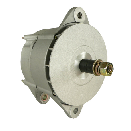 Alternator unit with gray aluminum housing, 24V 65A, mounting ears.