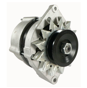 Alternator with silver aluminum housing and black pulley, 12V 55A