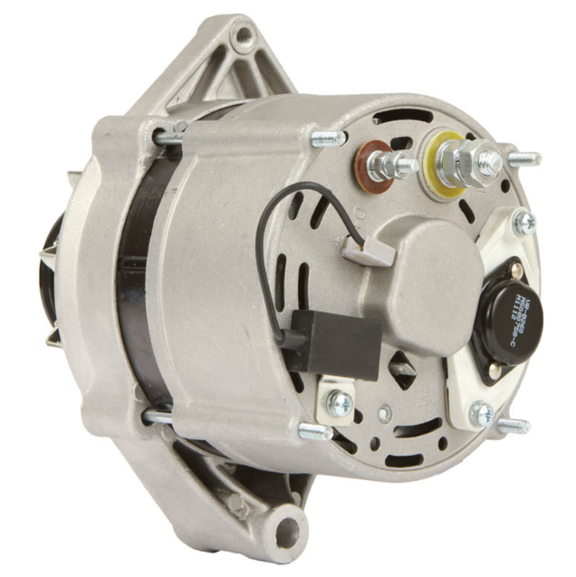 Alternator for John Deere agricultural/marine equipment, 12V 120A, silver body