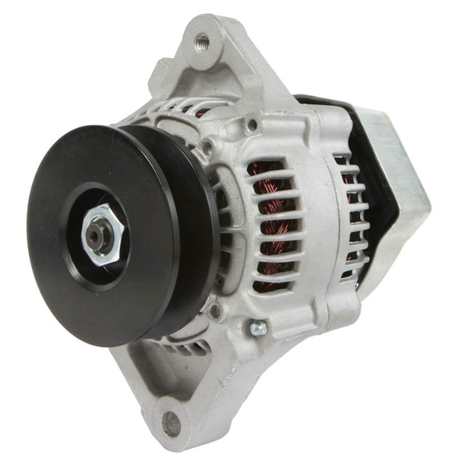 Alternator for John Deere Gator HPX/TS/TX/XUV, 12V 60A, silver aluminum body with black pulley