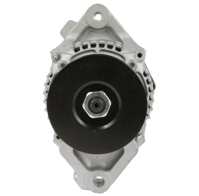 Alternator for John Deere Gator HPX/TS/TX/XUV, 12V 60A, with black pulley on silver housing.