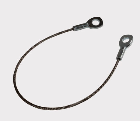 ATV City UTV tailgate cable for Kawasaki Mule Pro DX/FX/FXT, steel braided wire with eyelet ends.
