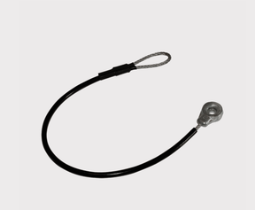 UTV tailgate cable, black with metal eyelet end and looped braided end, ATV City M159508