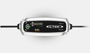 CTEK MXS 3.8 12V battery charger and maintainer, silver body with black panel, 12V/3.8A