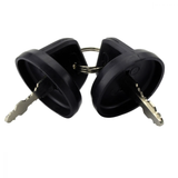 2-Position ignition key switch pair in black plastic housings with metal keys for Can-Am DS 90/DS 70