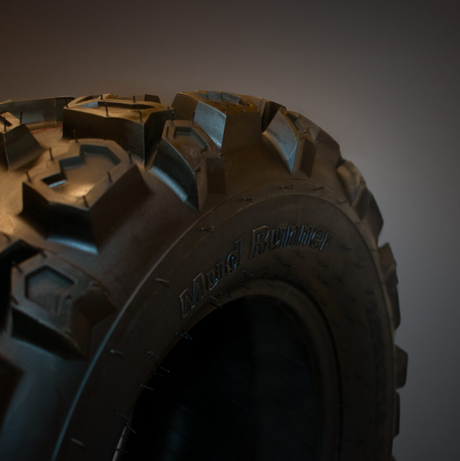 Hyper Mud Claw ATV tyre, 25x10x12, black rubber with rugged mud-terrain tread.
