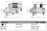 Denso gear reduction tractor starter motor, 24V, 4.8kW, 10-tooth for Cummins, silver-gray with black components