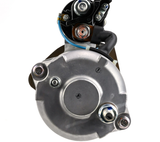Denso gear reduction tractor starter motor with silver metal housing, 12V, 5.0kW, 13-tooth.