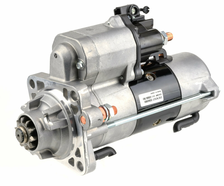 Denso gear-reduction tractor starter motor, 12V, 4.8kW, 10-tooth for John Deere.
