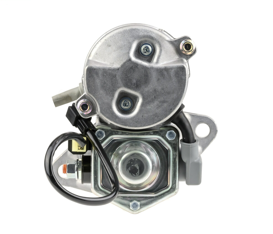 Denso tractor starter motor, 12V 1.4kW, 9-tooth gear, silver metal housing with black wiring.