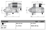 Denso gear-reduction tractor starter motor, 12V 1.4kW, 8-tooth, gray metal body
