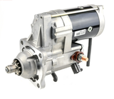 Denso gear reduction starter motor, 24V, black cylindrical body with silver mounting flange