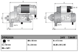 Denso gear-reduction starter motor, 24V 7.8kW, 10-tooth for Caterpillar/Case IH; silver body with black gear housing