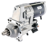 Denso gear reduction starter motor, silver and black, for Caterpillar 924H, 24V 7.8kW 11-tooth tractor starter