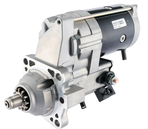 Denso gear reduction starter motor, silver and black, for Caterpillar 924H, 24V 7.8kW 11-tooth tractor starter