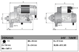 Denso gear-reduction tractor starter motor, 24V, 7.8 kW, 11-tooth for Caterpillar 924H