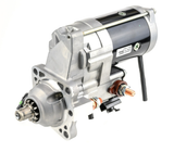 Denso gear-reduction tractor starter motor with black cylindrical body and mounting flange, 24V, 7.8kW, John Deere