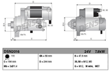 Denso gear reduction tractor starter motor, 24V 7.8kW, 11-tooth, for John Deere