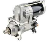 Tractor starter motor by Denso, gear-reduction design, 24V 5.5kW, 10T pinion; aluminum mounting flange and black cylindrical housing