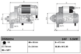 Denso gear reduction starter motor, 24V, 5.5kW, 10T for Case IH and Cummins tractors.