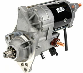 Denso gear-reduction tractor starter motor, 12V 5.0kW, silver housing with black body