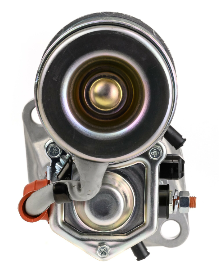 Denso gear-reduction starter motor for Hitachi ZX75U, 12V, 2.2kW, metallic finish