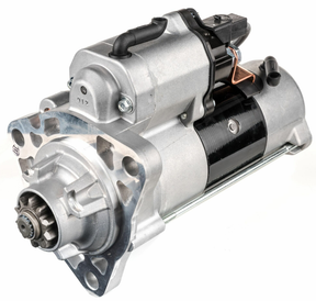 Denso 24V starter motor, 7.8kW, 10T drive, silver and black machinery starter